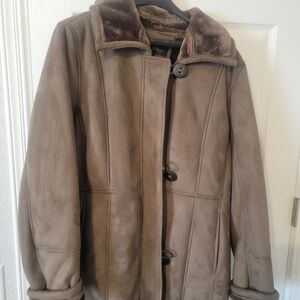 Brown Suede Coat with Fur Lining